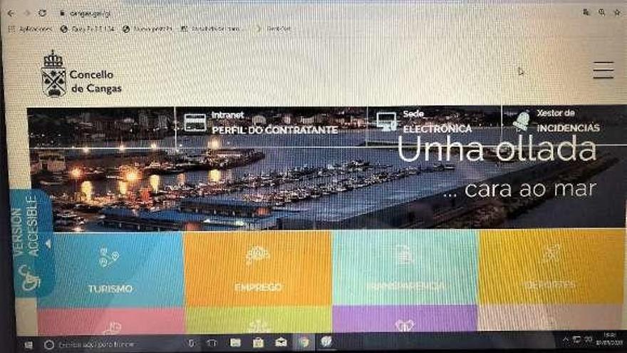 Pantalla de inicio de la nueva web del Concello de Cangas. // FdV
