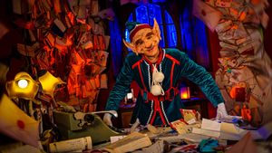Un elfo en la casa de Papá Noel de Winterland.