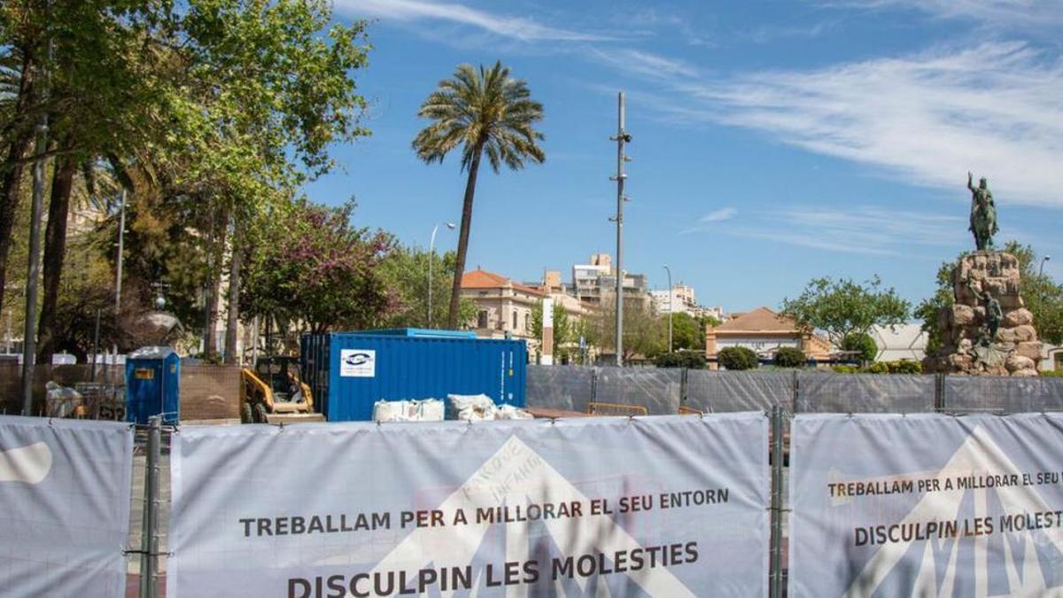 Obras en la plaza de España de Palma.