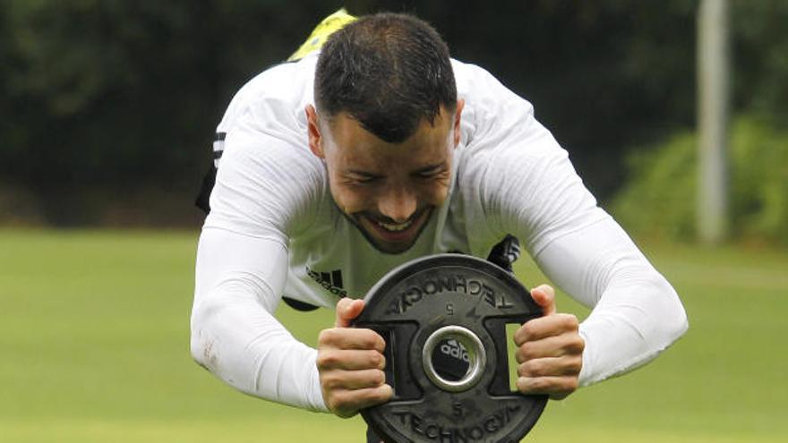 Javi Fuego durante un entrenamiento en esta pretemporada.