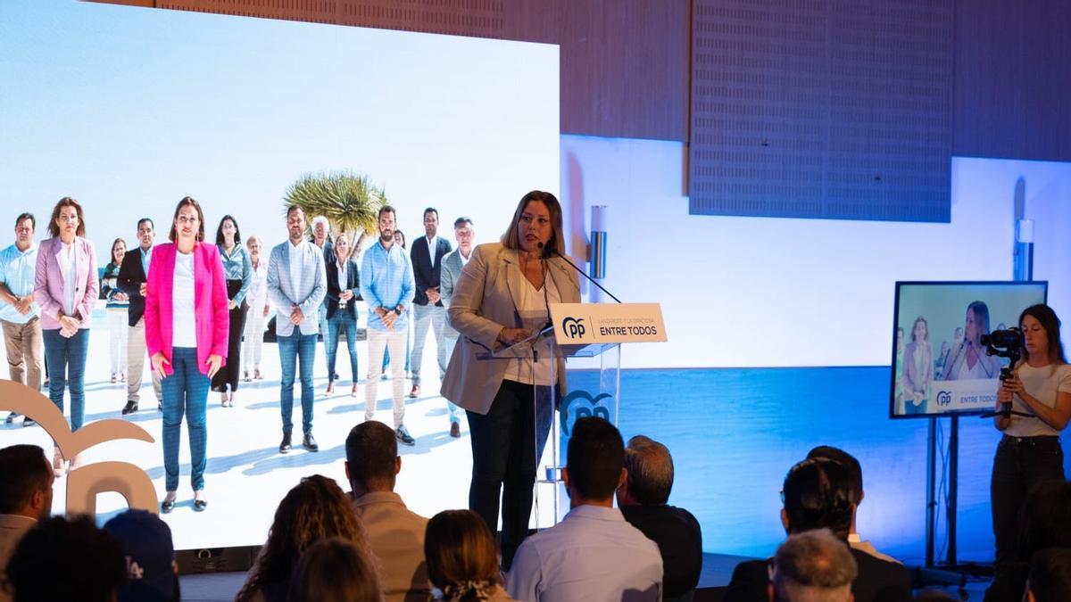 Astrid Pérez, durante la presentación de su candidatura en Arrecife.