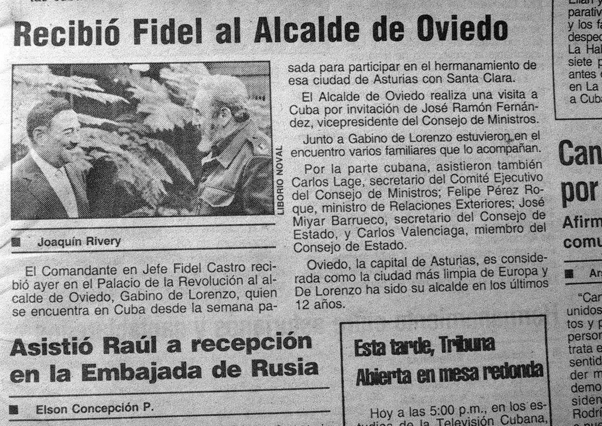 En la portada del Gramma, el periódico del régimen de Castro que retocó la foto para ponerle más pelo a De Lorenzo.