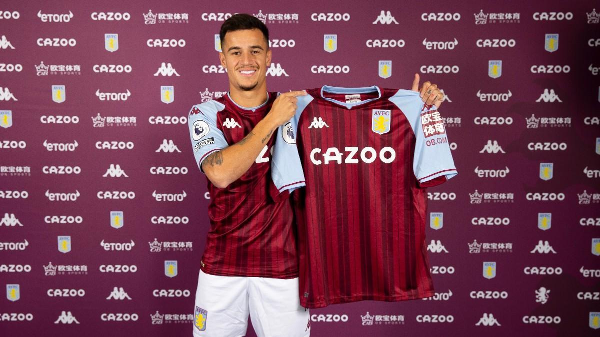 Coutinho, con la camiseta del Aston Villa