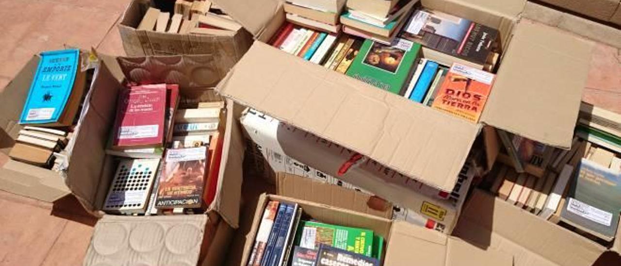 Algunos de los libros que se liberarán mañana en la playa de San Juan.