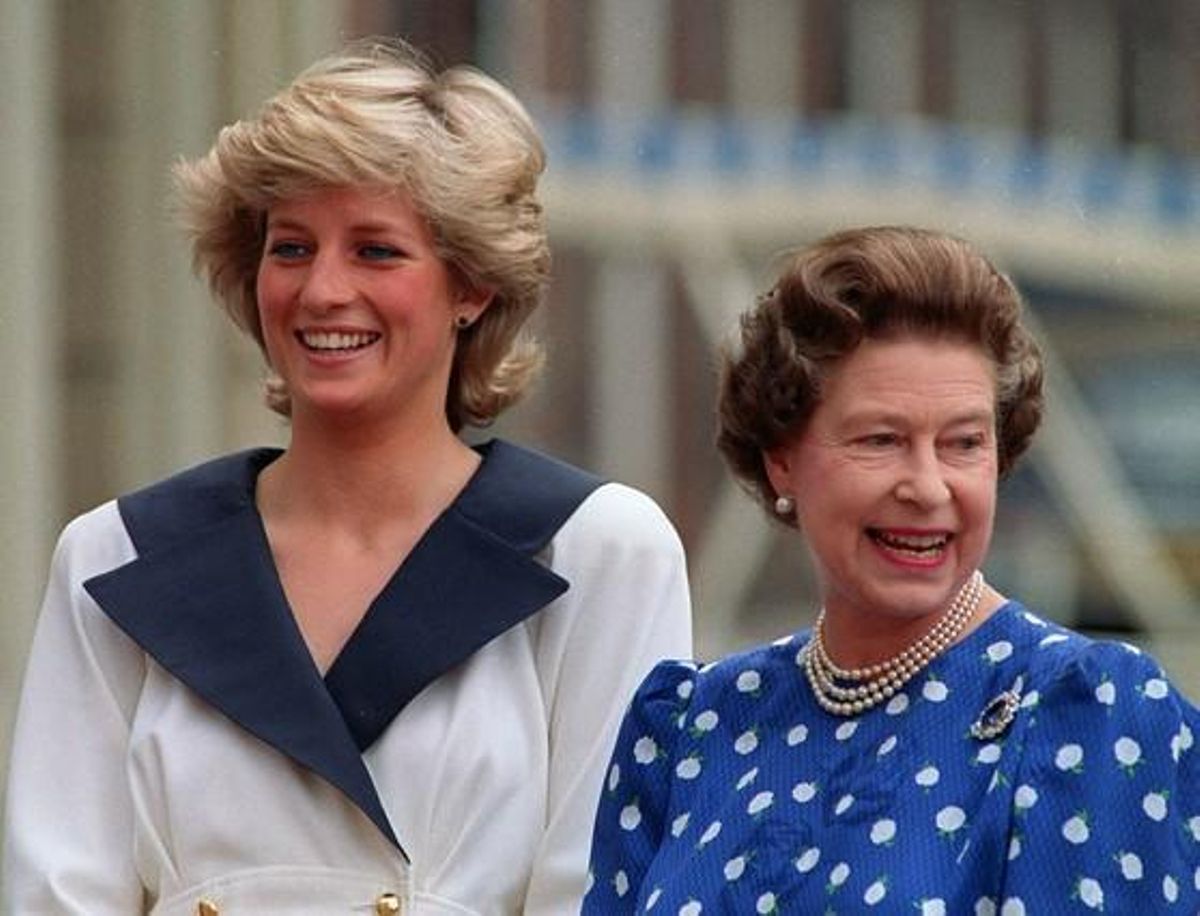 La reina isabel II i la princesa de Gal·les, el 1987.