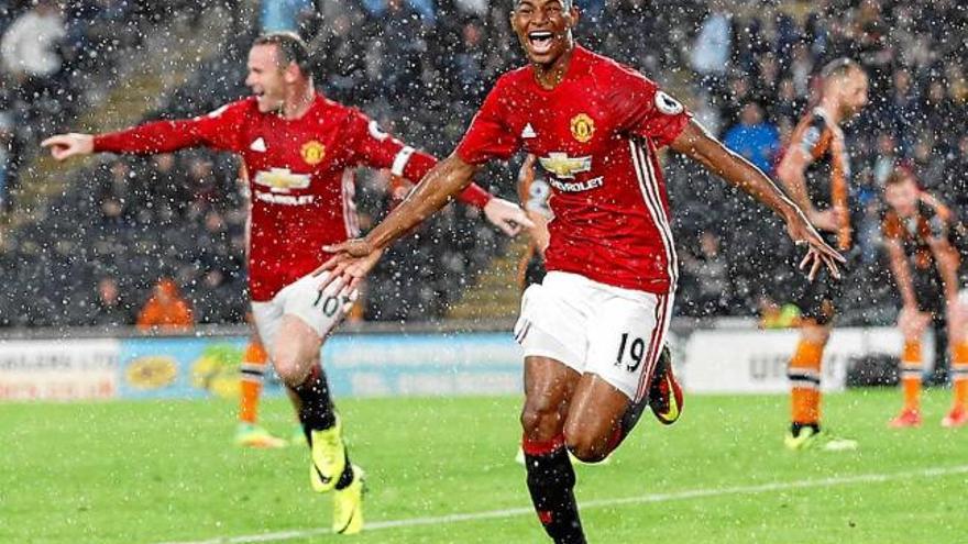 Marcus Rashford celebra embogit el gol del United a l&#039;últim minut