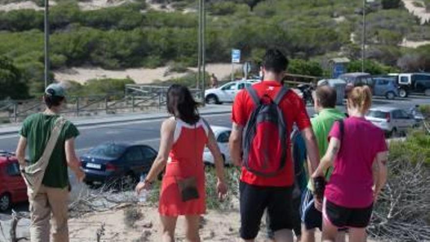 Los participantes en la ruta medioambiental de ayer por el Clot de Galvany conocieron el ecosistema dunar del enclave natural.
