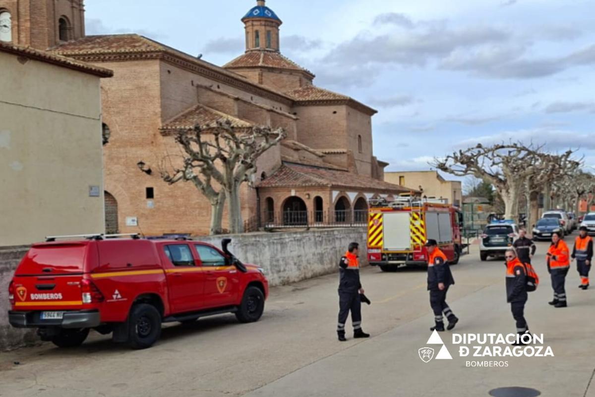 Imagen del dispositivo que se ha establecido en Cosuenda (Zaragoza), donde se está buscando a un vecino de 46 años desaparecido desde este miércoles.