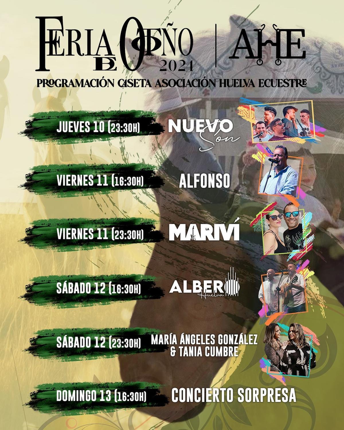 Programación de conciertos de la Feria del Caballo de Huelva 2024