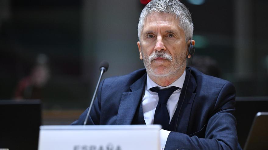 El ministre de l'Interior del govern espanyol, Fernando Grande-Marlaska, durant la reunió de ministres de l'Interior on es debatrà la qüestió sobre les sol·licituds d'asil dels refugiats sirians