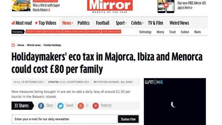 La noticia en el digital del ´Daily Mirror´.