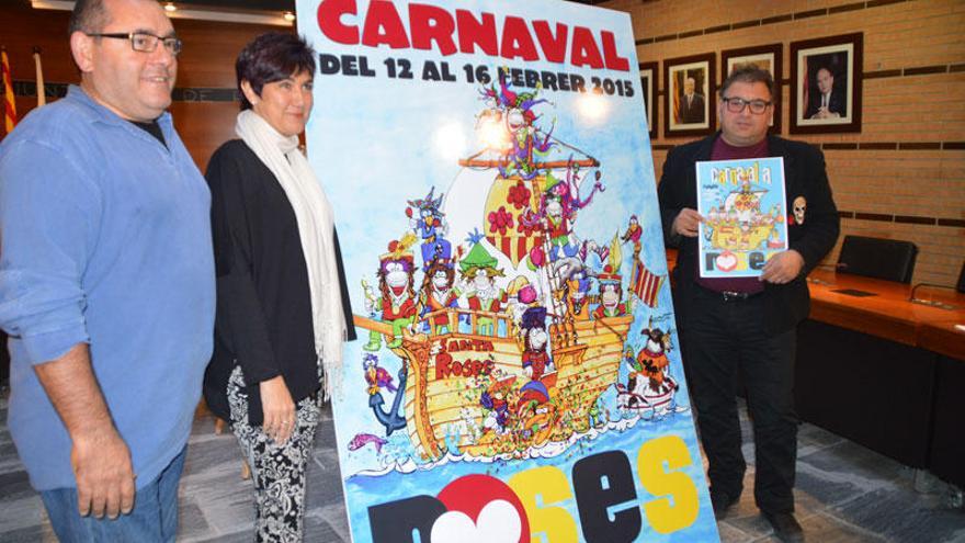 El regidor de Carnaval, l&#039;alcaldessa i l&#039;autor del cartell