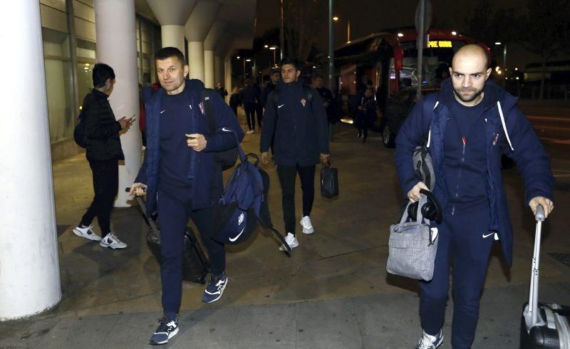 Llegada del Sporting a Zaragoza