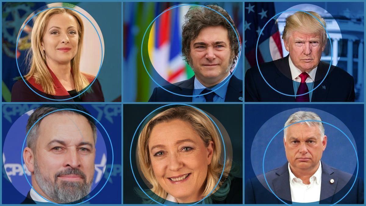 Meloni, Milei, Trump, Abascal, Marine Le Pen y Orbán