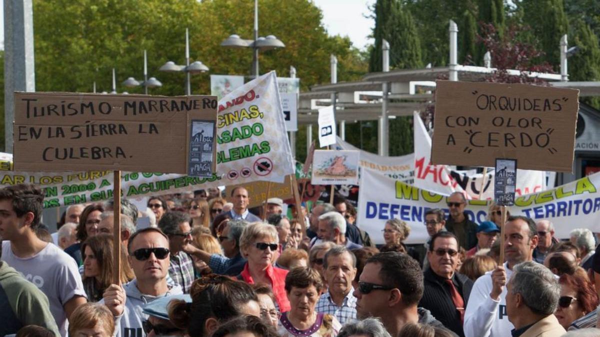 Protesta contra las macrogranjas en Zamora en 2018. | J. de la F.