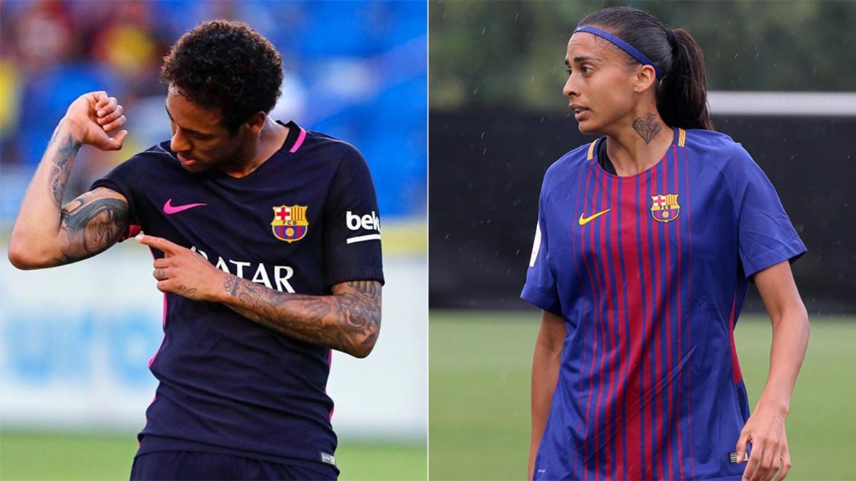 Neymar y Andressa Alves siguen el mismo ritual antes de cada partido