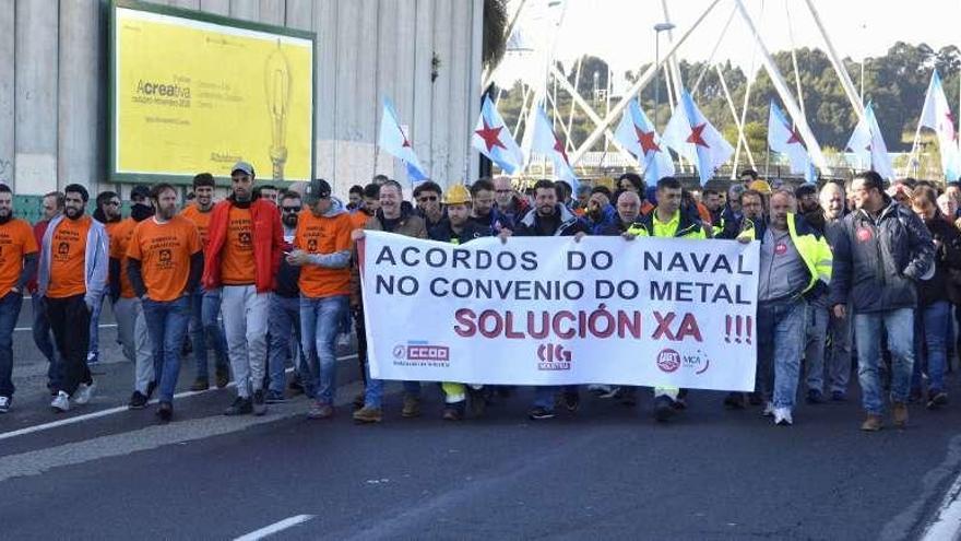 Trabajadores de Navantia, durante una protesta el pasado mes de octubre.