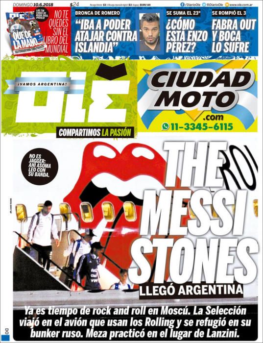 Portada OLÉ domingo 10 de junio 2018