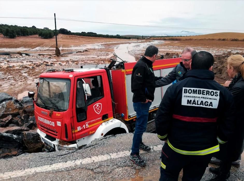 Camión en el que viajaba el bombero José Gil Gutiérrez.