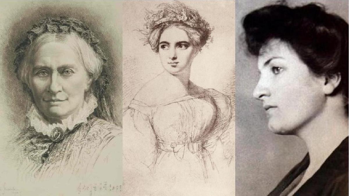 Mujeres compositoras. De izquierda a derecha, Clara Schumman, Fanny Mendelssohn y Alma Mahler
