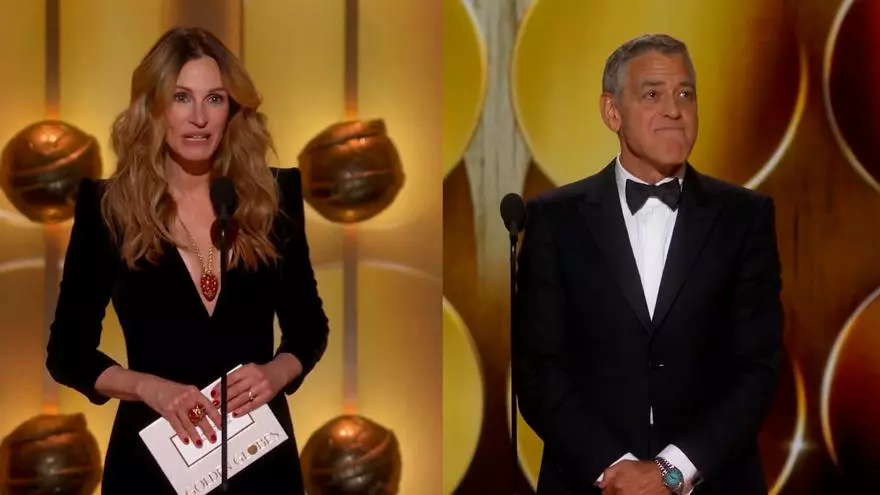 La ovación a Julia Roberts y la divertida reacción de George Clooney en los Globos de Oro: “Nadie se levantó conmigo”