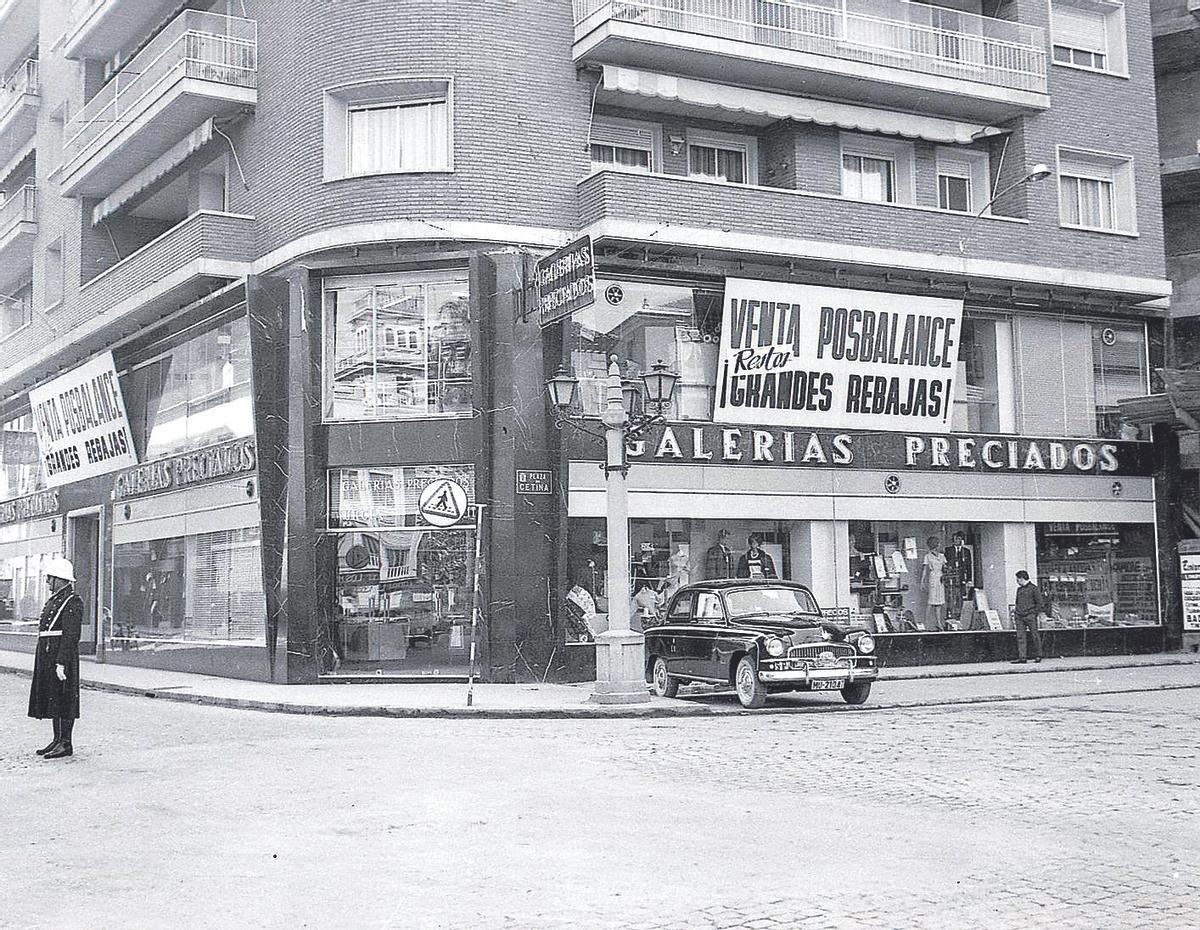 Galerías Preciados en plaza de Cetina, los sesenta.
