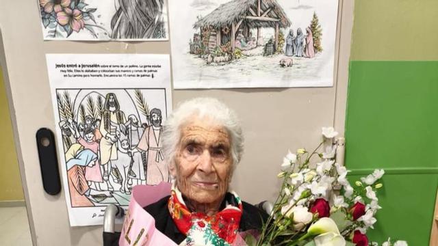 La alistana María González Vara durante la celebración de su centenario en la residencia de Rabanales.