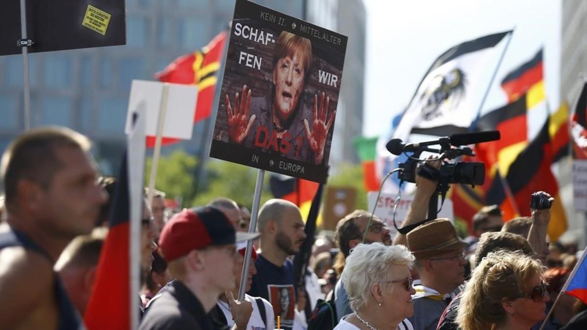 Manifestantes ultraderechistas en Berlín.