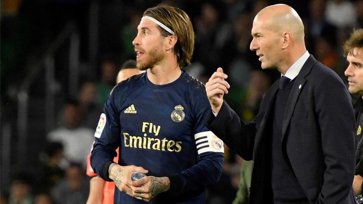 Zidane y Sergio Ramos, durante un partido este curso