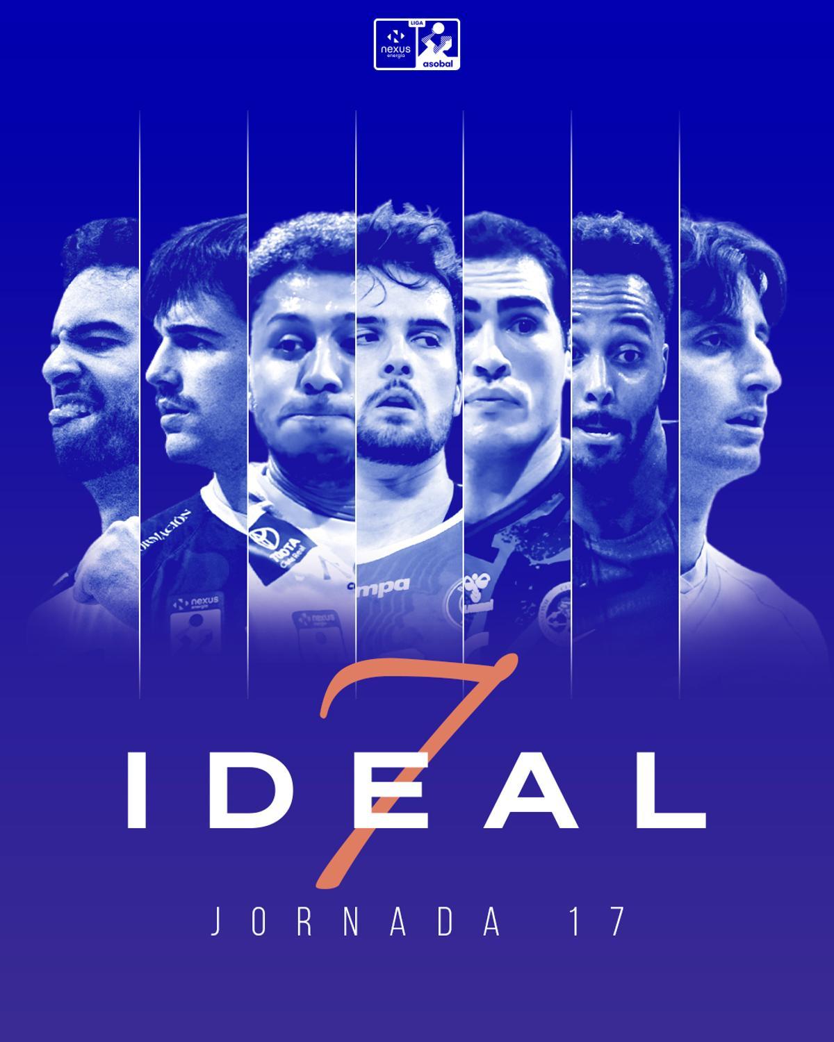 Barreto junto a los otros seis componentes del equipo ideal de la jornada
