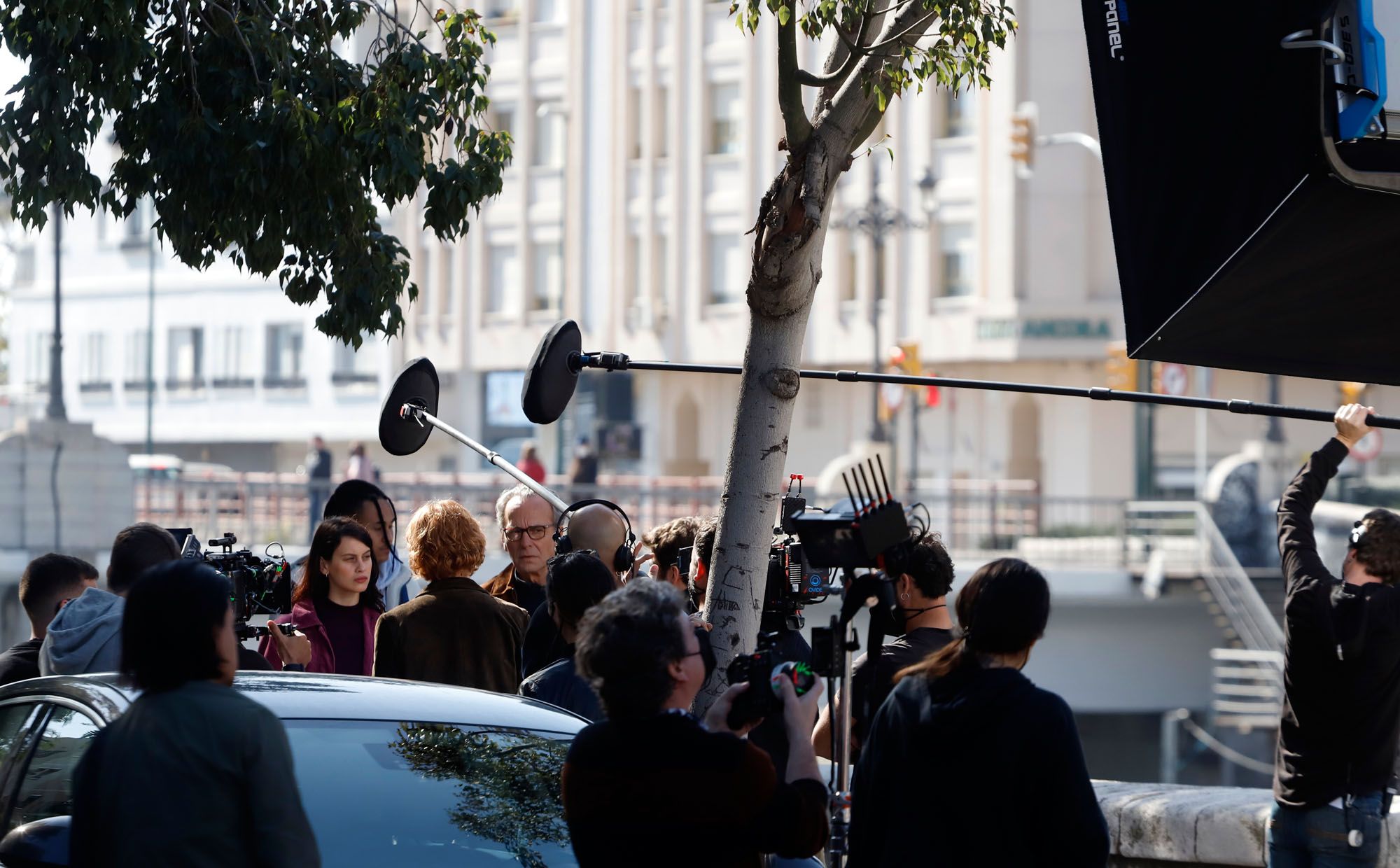 Rodaje de la serie 'La chica de nieve' de Netflix en Málaga.