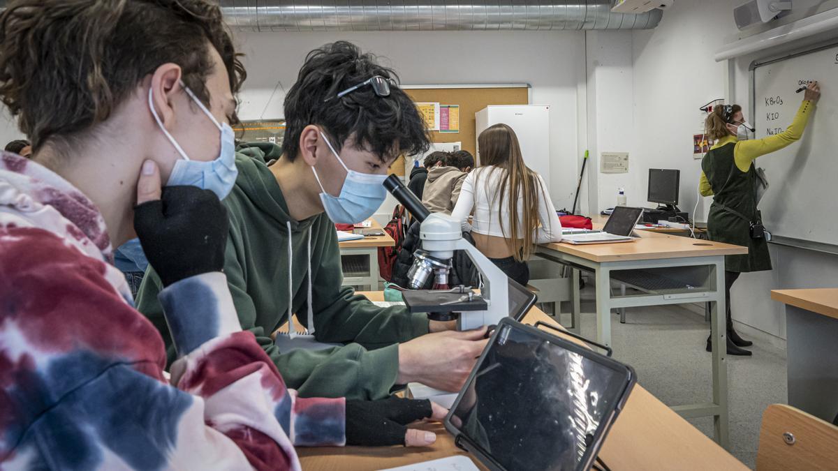 Un aula de Bachillerato del Instituto Quatre Cantons de Barcelona.