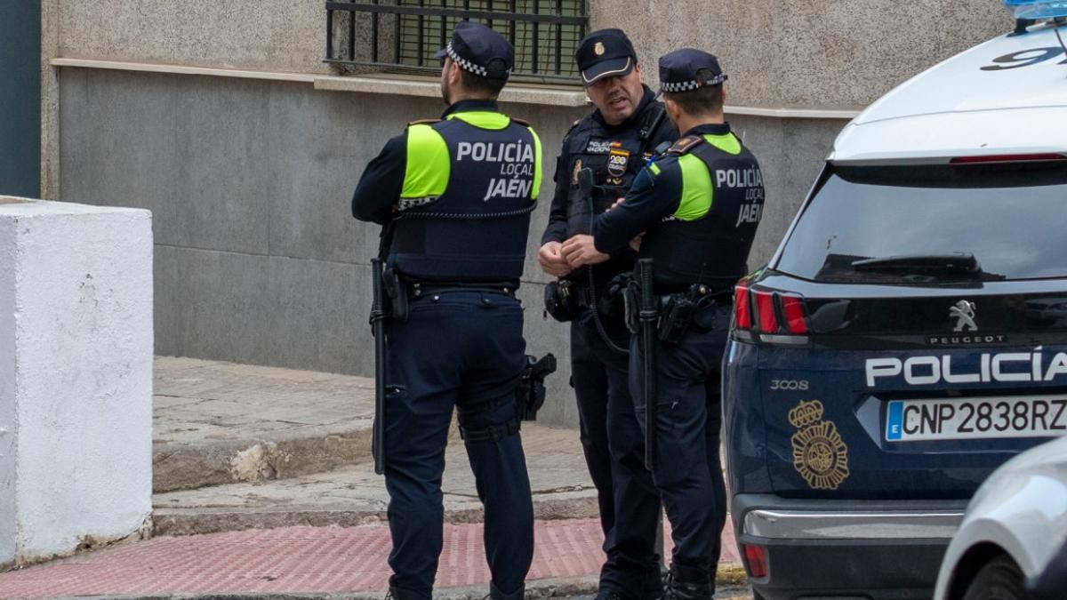 Agentes de la Policía Nacional, en Jaén.