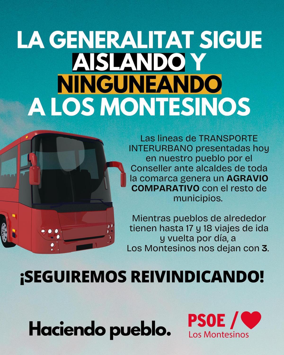 Cartel difundido por el PSOE de Los Montesinos