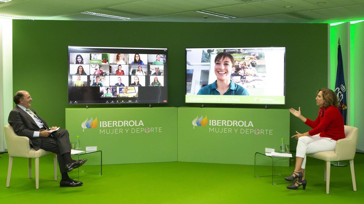 Encuentro virtual del presidente de Iberdrola, Ignacio Galán, y la presidenta del CSD, Irene Lozano, con deportistas de 16 federaciones.