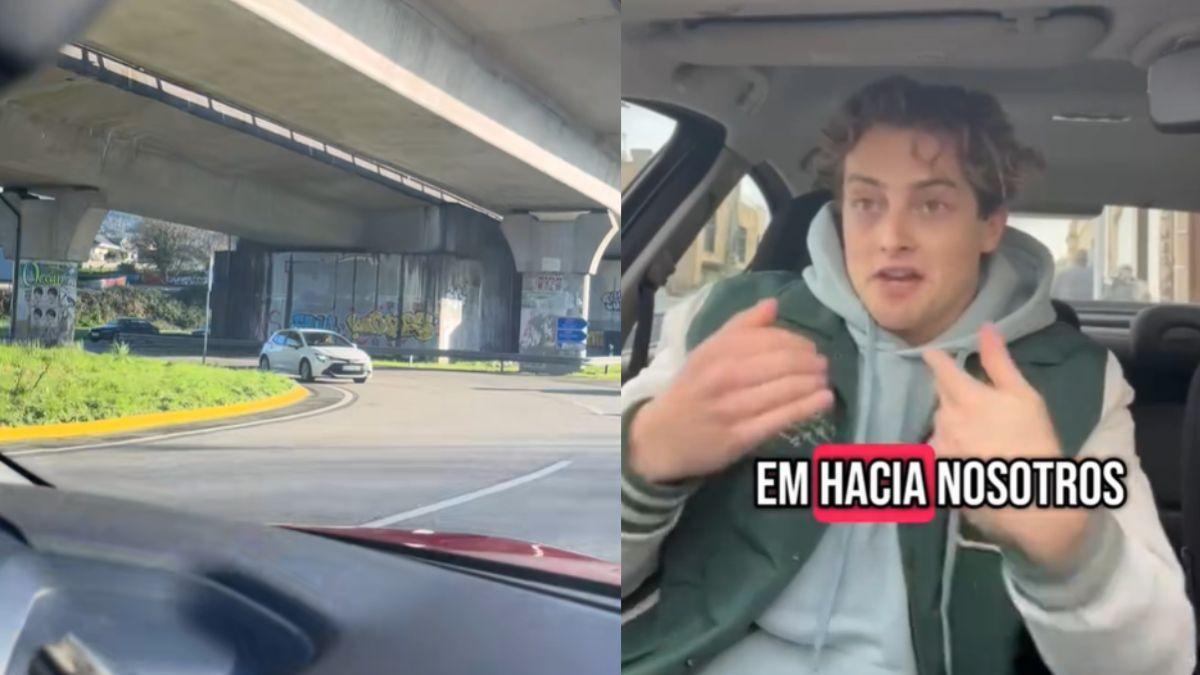 Así se vivió el encuentro con la conductora que cogió una rotonda al revés en Vigo
