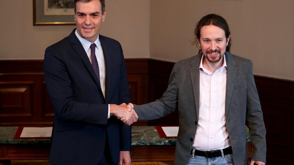 Anuncio del principio de acuerdo entre PSOE y Unidas Podemos.