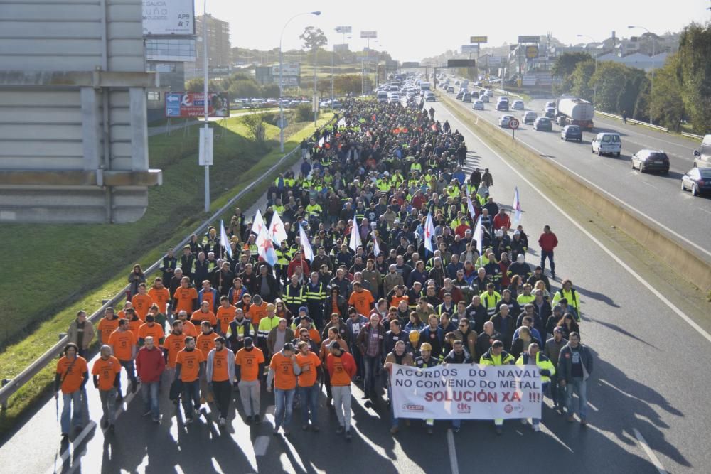 Manifestación en A Coruña de auxiliares del naval