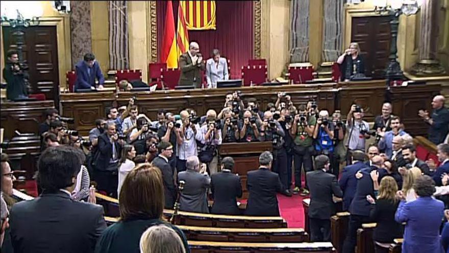 Puigdemont, Junqueras y Forcadell, las tres caras de la DUI