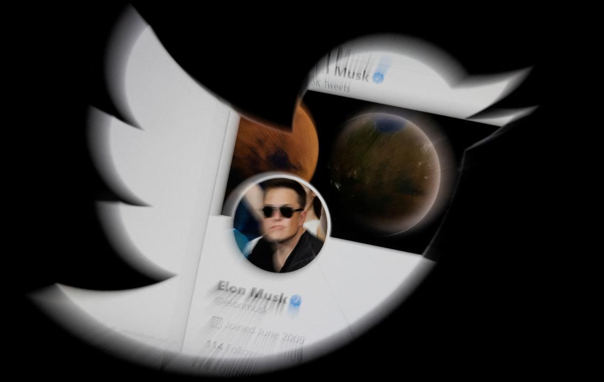 FILE PHOTO: Illustration shows Elon Musk twitter account and Twitter logo