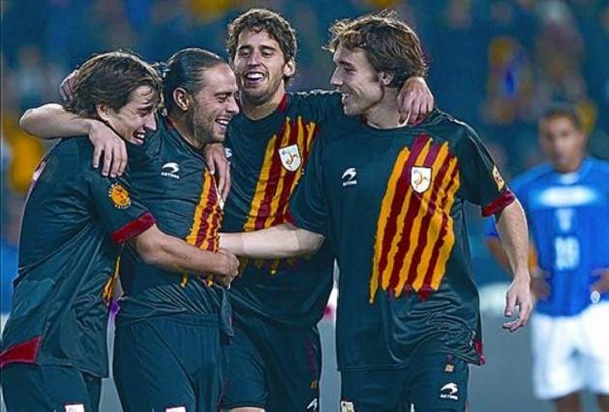 Bojan, Sergio García, Corominas i Verdú, amb la selecció catalana. Bojan, Sergio García, Corominas i Verdú, amb la selecció catalana.
