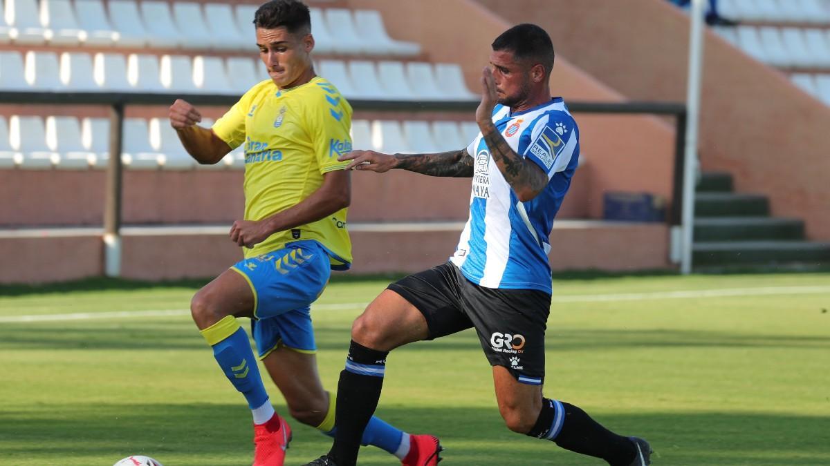 Fran Mérida, durante el amistoso ante la UD Las Palmas