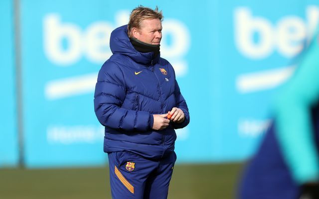 Koeman, en el entrenamiento del Barça en la ciudad deportiva.