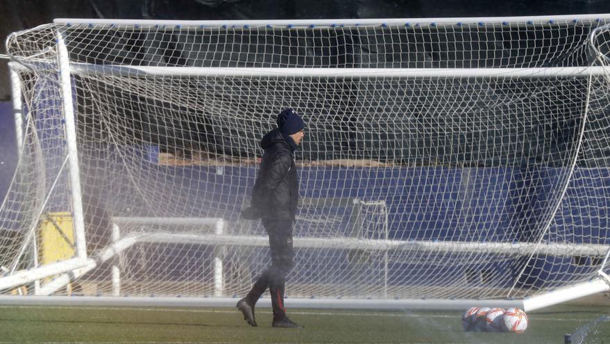 Alessio Lisci, durante el entrenamiento de esta mañana.