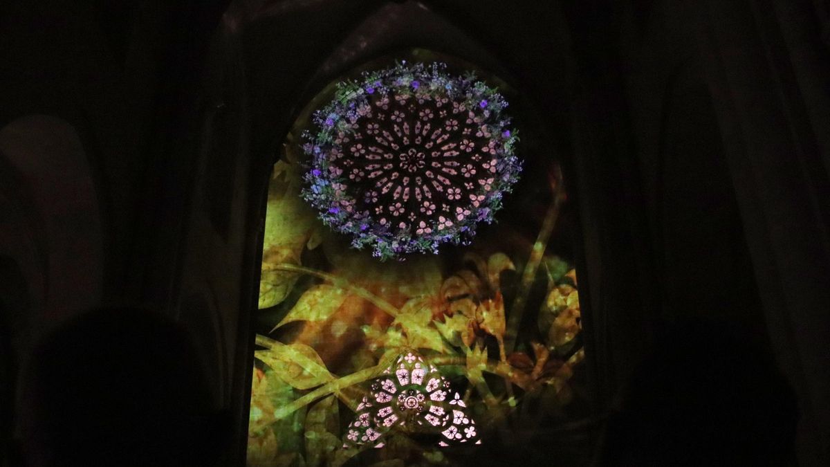 Un instante de la proyección 'El camino de la luz', en el interior de la Catedral de Tarragona