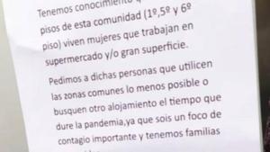 investigan-un-cartel-contra-trabajadoras-de-supermercado-en-una-comunidad-de-vecinos-en-pamplona