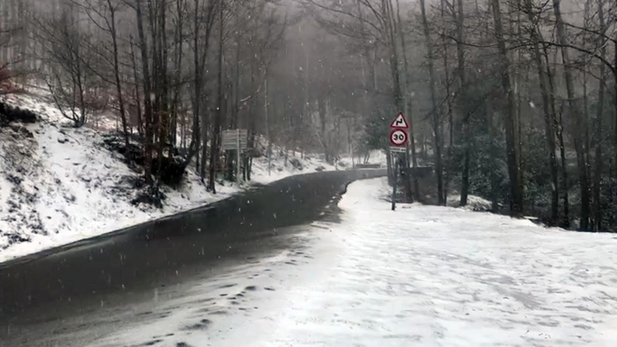 La bajada de temperaturas deja enharinadas las carreteras del Montseny