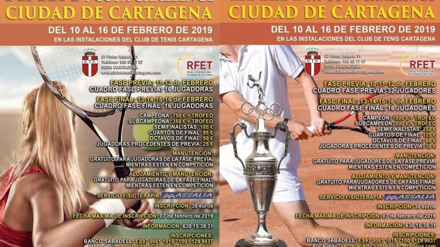 Carteles femenino y masculino del torneo, con sus premios.