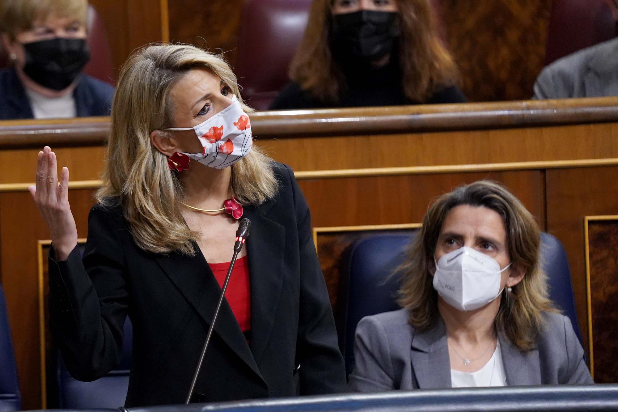 Yolanda Díaz, en el Congreso de los Diputados.