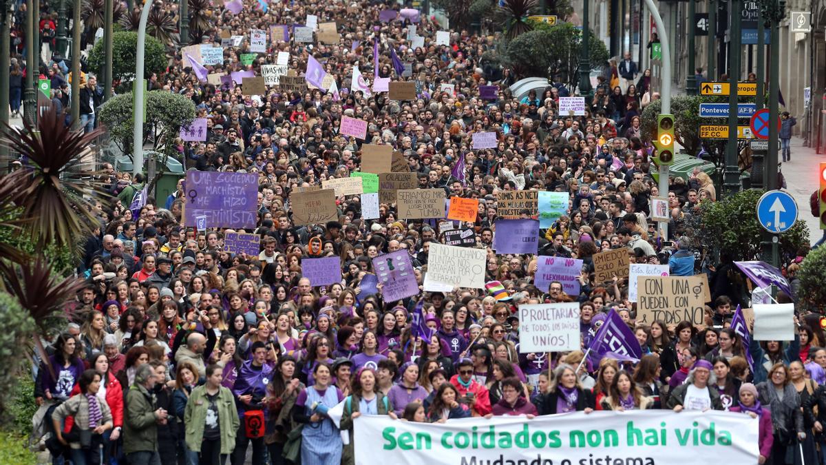 Manifestación del pasado año por el Día de la Mujer en Vigo. // Marta G. Brea